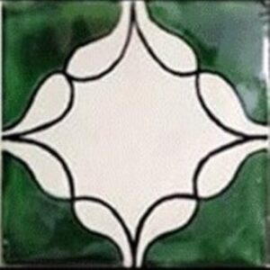Green Cedro on Cream Gloss Talavera Tile