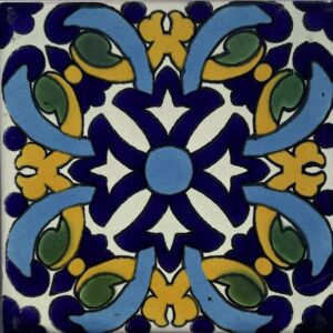 Sonora Blue on Cream Talavera Tile