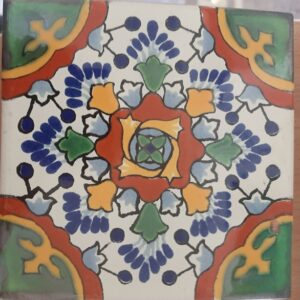 Multi Merida on White Gloss Talavera Tile