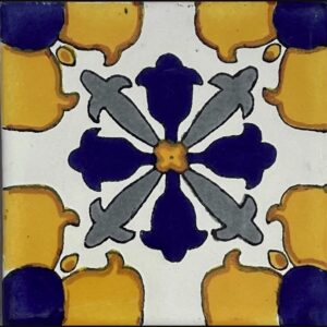 Gold-Blue Gloss Talavera Tile