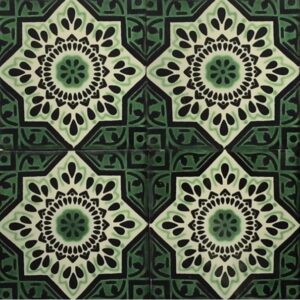 Green-Cream Gloss Talavera Tile