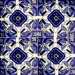 Blue-Cream Gloss Talavera Tile