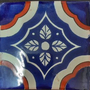 Blue-Terracotta on Cream Gloss Talavera Tile