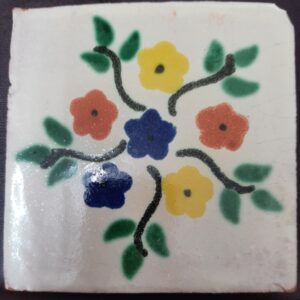 Multi Colour Flowers on Cream Gloss Talavera Tile