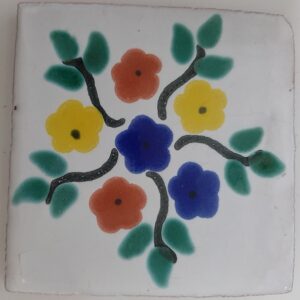 Multi Colour Flowers on White Gloss Talavera Tile