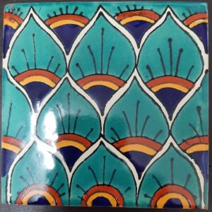 Blue-Green Lyrebird Gloss Talavera Tile
