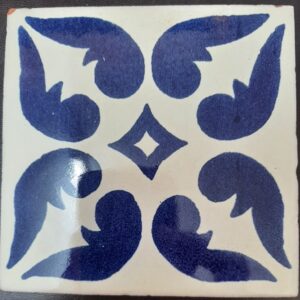 Blue Molina on Cream Gloss Talavera Tile