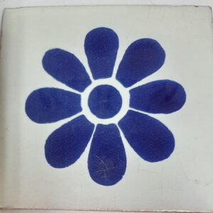 Blue Flower on Cream Gloss Talavera Tile