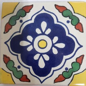 Blue Flower Yellow Centre Gloss Talavera Tile
