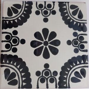 Black on Cream Mexico Talavera Tile