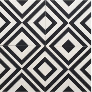 White/Black Matt Rome Encaustic Look Tile