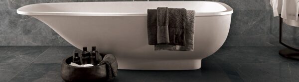 Dark Grey Polished Marble Look Porcelian Tile