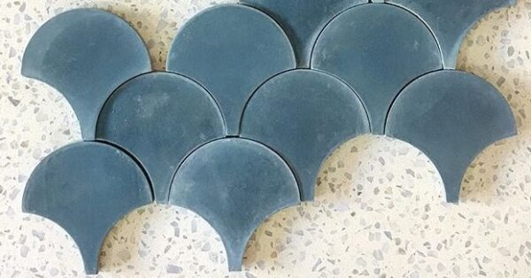 Blue-grey Cement Encustic Fishscale