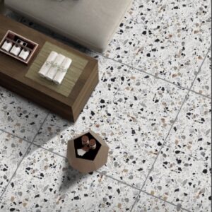 White Matt Terrazzo Look Porcelian Tile