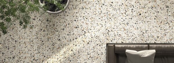 Cornsilk Ivory Matt Large Porcelain Chip Terrazzo Tile