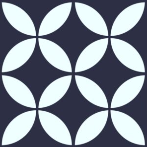 White Petal on Dark Blue Matt Bold Encaustic Look Tile