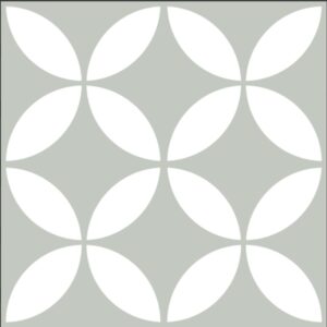 White Petal on Soft Green Matt Bold Encaustic Look Tile