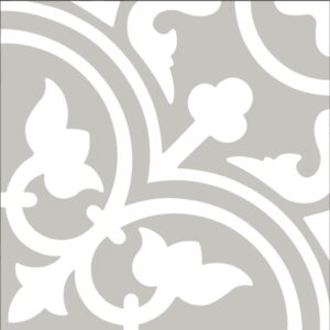 Grey on White Matt Bold Encaustic Look Tile