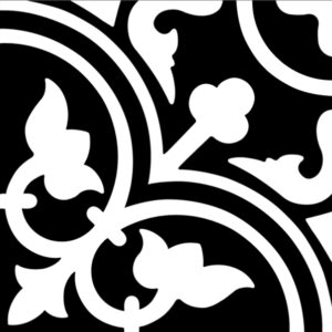 Black on White Matt Zam Bold Encaustic Look Tile