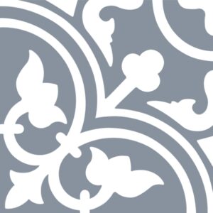 Light Blue on White Zam Matt Bold Encaustic Look Tile