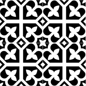 Black on White Matt Bold Encaustic Look Tile