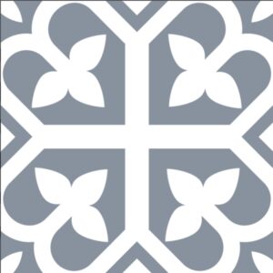 Light Blue on White Matt Bold Encaustic Look Tile
