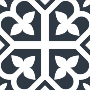 White on Blue Matt Bold Encaustic Look Tile
