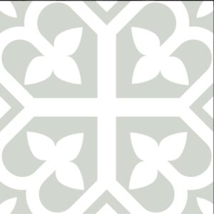 White on Light Green Matt Bold Encaustic Look Tile