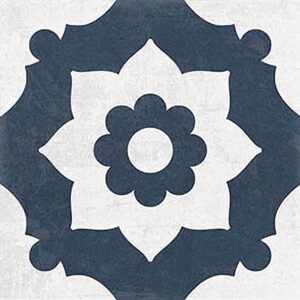 Navy Blue Fiore Matt Artisan Encaustic Look Tile