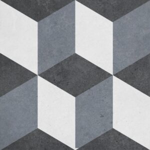 Black Grey White Variegated Tones Matt Encaustic Look Tile