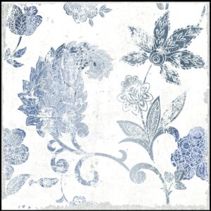 Green Blue on White Encaustic Look Tile
