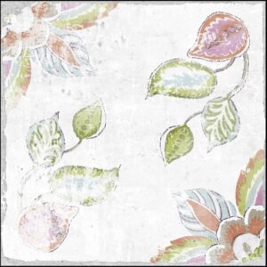 Pink Green Blue on White Encaustic Look Tile