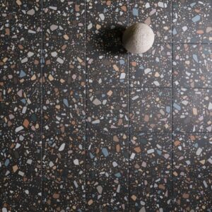 Multi Colour Flakes Black BASE Terrazzo Look Tile