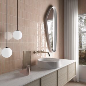 Apricot Pink Variegated Gloss Subway Tile