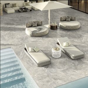 Dark Grey Biege in/Out Travertine Look Porcelain Tile