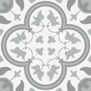 Grey Mix on White Matt Encaustic Look Tile