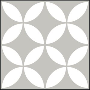 Off White Petal on Grey Matt Bold Encaustic Look Tile
