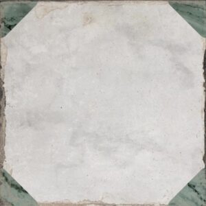 White / Green Corners Marble Antique Look Tile