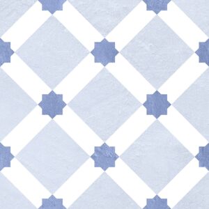 Blue Stripes / Stars Matt Nostalgic Encaustic Look Tile