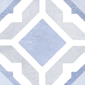 Blue Grey White Matt Nostalgic Encaustic Look Tile