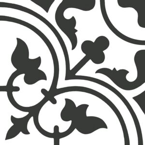 Black on White Matt Nostalgic Encaustic Look Tile