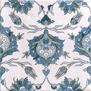 Blue Green on White Matt Talavera Style Tile