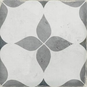 Grey Flower Design Encaustic Look Tile