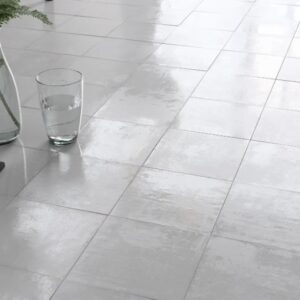 White Gloss Rustic Look Porcelain Tile