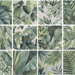 Green Leaf Mix Matt Encaustic Look Tile