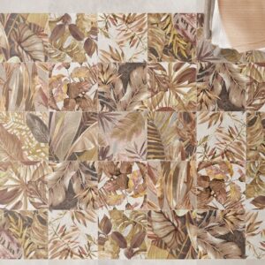 Golden Brown Leaves Mix Matt Encaustic Look Tile
