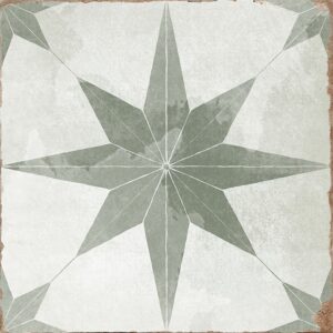 Green Matt Star Encaustic Style Tile
