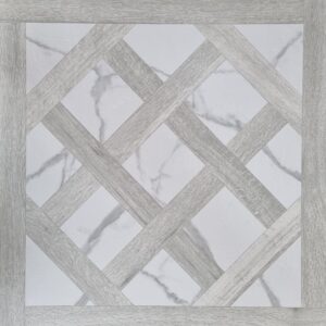 Light Cream Timber & Carrara Look Matt Parquetry Tile