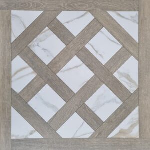 Oak Timber & Carrara Look Matt Parquetry Tile
