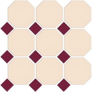 Vanilla-burgundy Octagonal and Dot